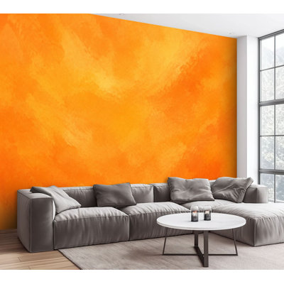 Papier peint adhésif mural jaune abstrait en toile peinte en toile de papier peint autocollant amovible pour salle de séjour H 100 po x l 144 po