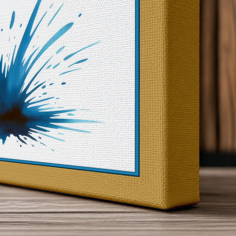 Leap Into Blue Modern - Wrapped Canvas, 24x16 - 61.0 x 40.6 cm, Ochre Border