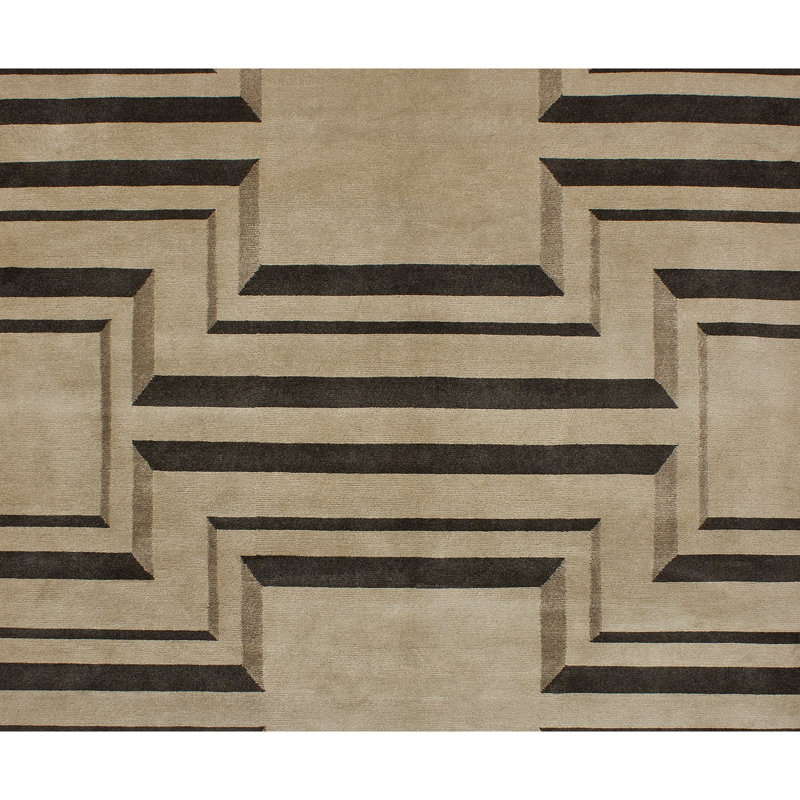 Geometric Area Rug in Black/Sand, Rectangle 6' x 9'