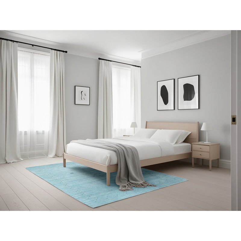 Tapis de zone bleu contemporain, Rectangle 5 pi x 7 pi