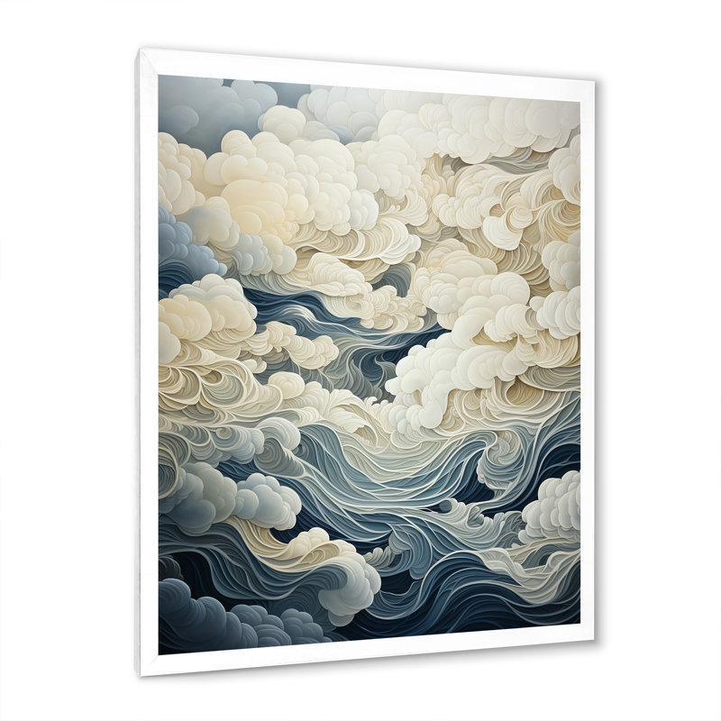 Nuage gris ciel I - décoration murale nuages, Cadre photo blanc, H 40 po x l 30 po x P 1,5 po