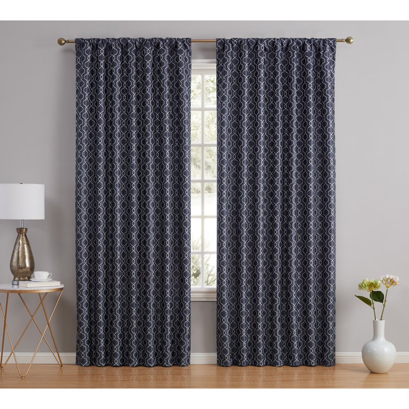 Ritenour Curtain Pair, 52" W x 63" L, Navy Blue