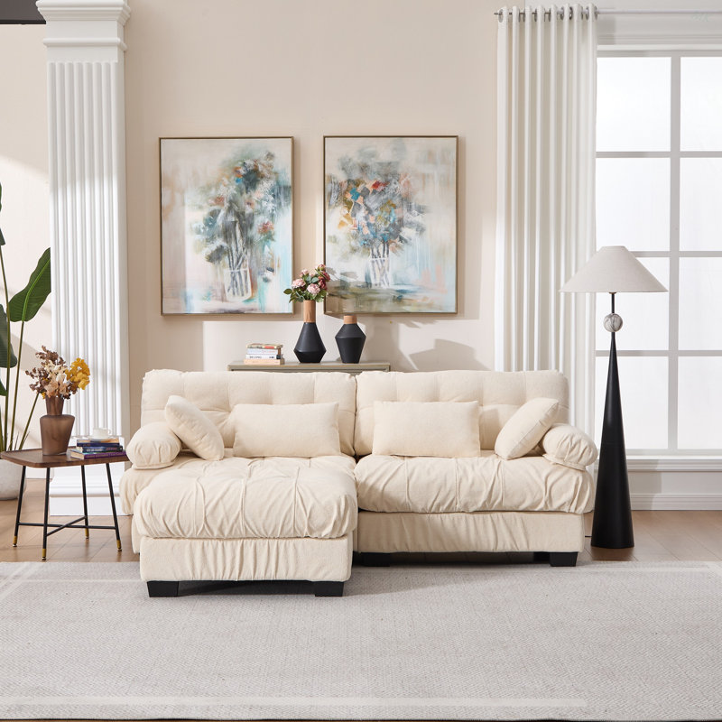 Canapé modulaire modulaire Cloud Couch avec sièges profonds et repose-pieds, Beige