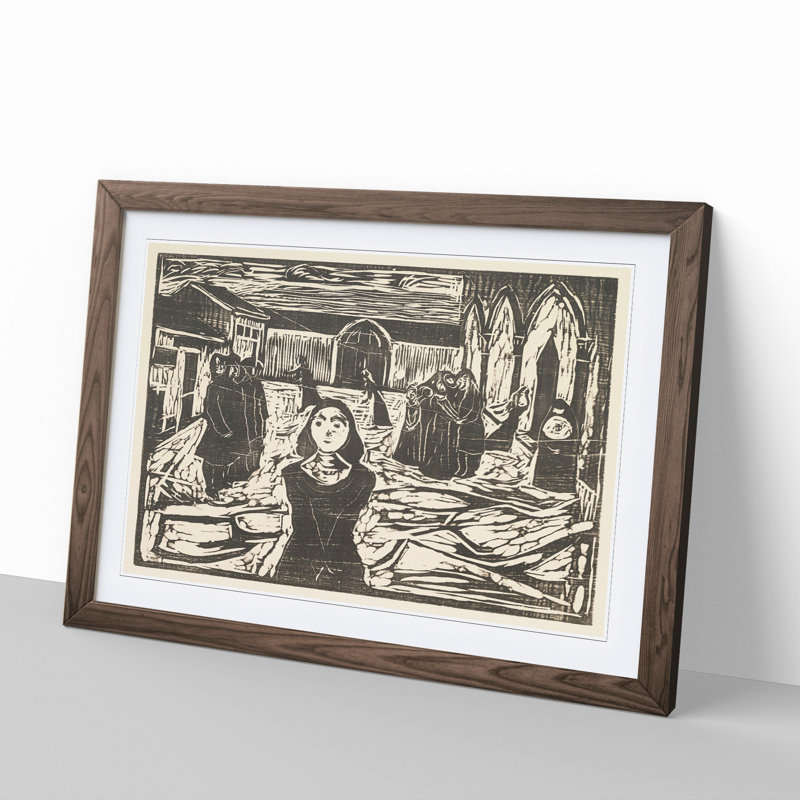 The Last Hour by Edvard Munch - Picture Frame Painting, Walnut, 48cm H x 65cm W x 2cm D