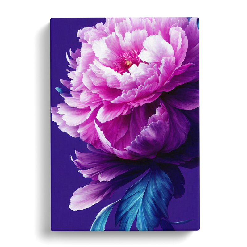 Welker Peony Flower Cyberpunk - Wrapped Canvas, 60cm H x 40cm W x 3cm D