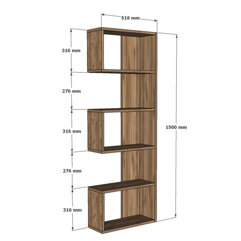 Bibliothèque moderne en chêne saphir 20,4 po x 59,1 po | 100% panneau de particules enduit de mélamine, épaisseur: 0,7 pouce | Comprend de nombreuses tablettes et une conception murale | Parfait pour le bureau personnel, le salon ou le bureau | Solution de rangement élégante et fonctionnelle