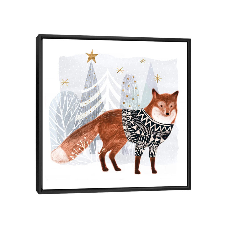 «Cozy Woodland Animal I», impression sur toile, H 18 po x l 18 po x P 1,5 po, Toile avec cadre noir