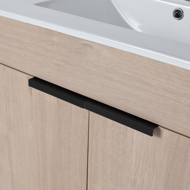 Meuble-lavabo autoportant de 30 pouces avec lavabo en céramique blanche et 2 portes d'armoire à fermeture en douceur, Blanc
