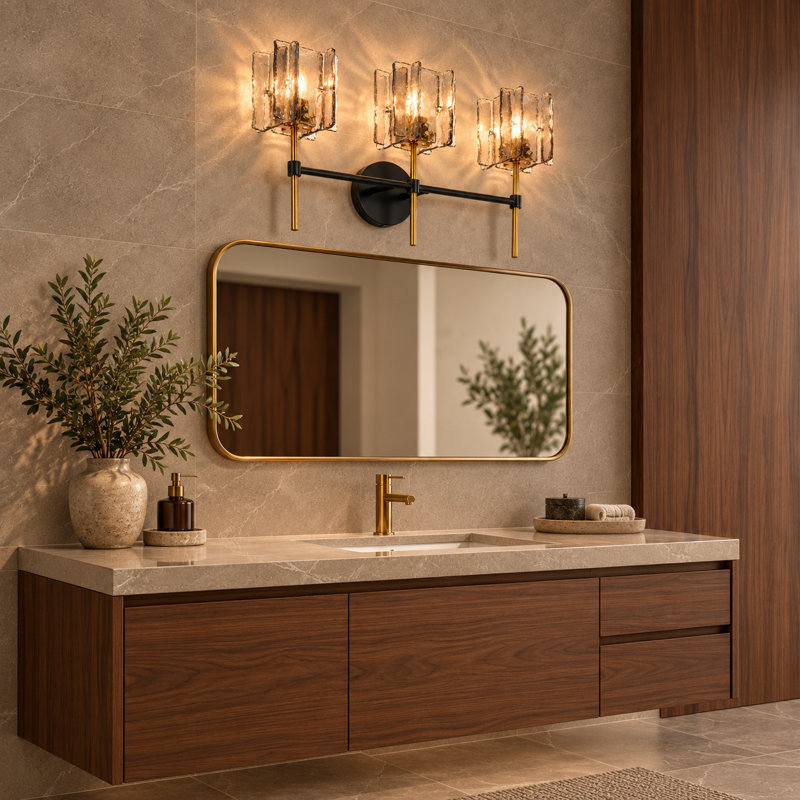Luminaire de salle de bain moderne à 3 lumières à intensité variable en verre gris Quitman certifié ETL