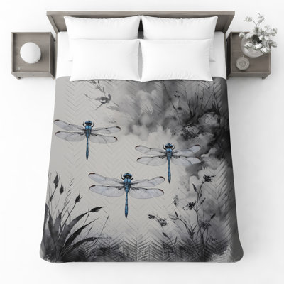 Couvre-lit matelassé bleu aquarelle