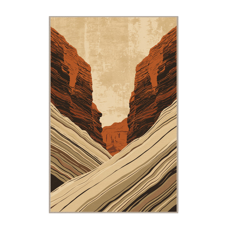 Machine Washable Orionna Country Rustic Vintage Look Rug in Brown – Beige Binding, 4x6