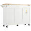 Îlot de cuisine moderne avec tablettes et tiroir verrouillables - bureau pliable blanc, porte-serviettes, tiroir, tablette coulissante et roulettes pour plus de fonctionnalité-537182803