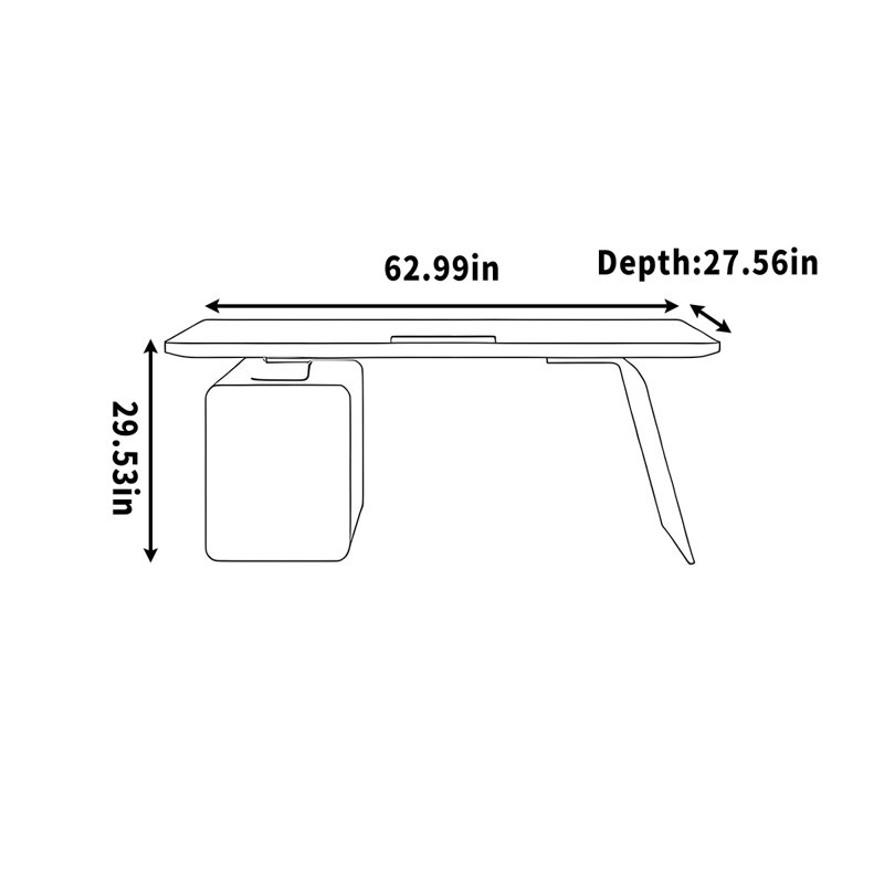 Bureau d'ordinateur en bois pour la maison, Tanné, H 29,53 po x l 62,99 po x P 27,56 po