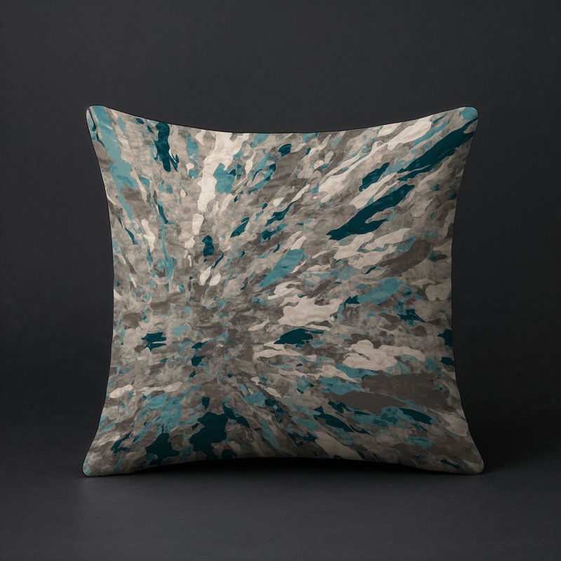 Coussin décoratif intérieur et extérieur Modern, Carré 20 po, Blue/Green/Grey Abstract