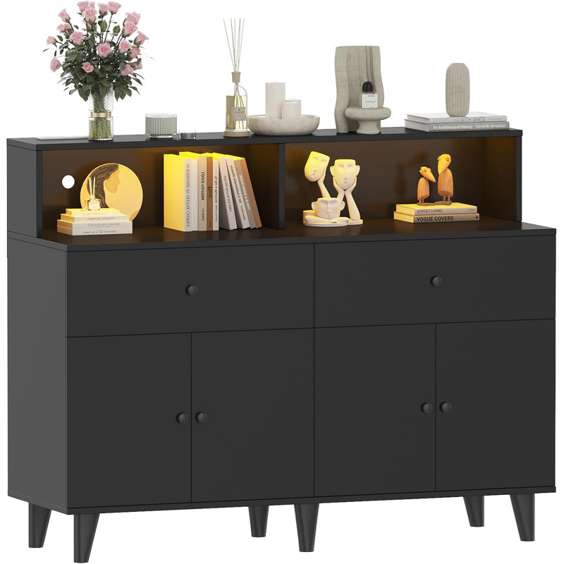 Armoire-penderie 47 po avec tiroirs 47 po, Noir