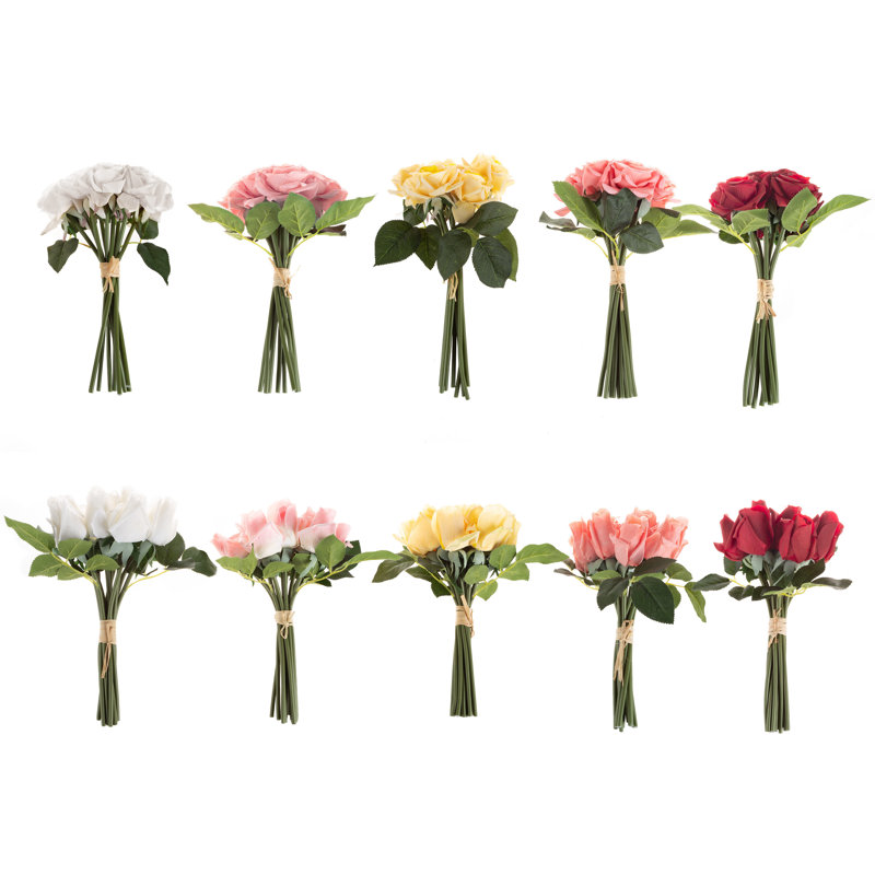 Rose Artificial Flowers - 24Pc Real Touch 11.5-Inch Fake Flower Set with Stems, Pink