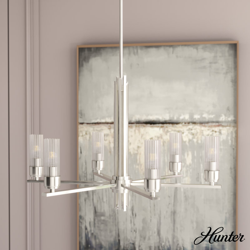 Gatz 6 Light Chandelier Ceiling Light Fixture, Brushed Nickel