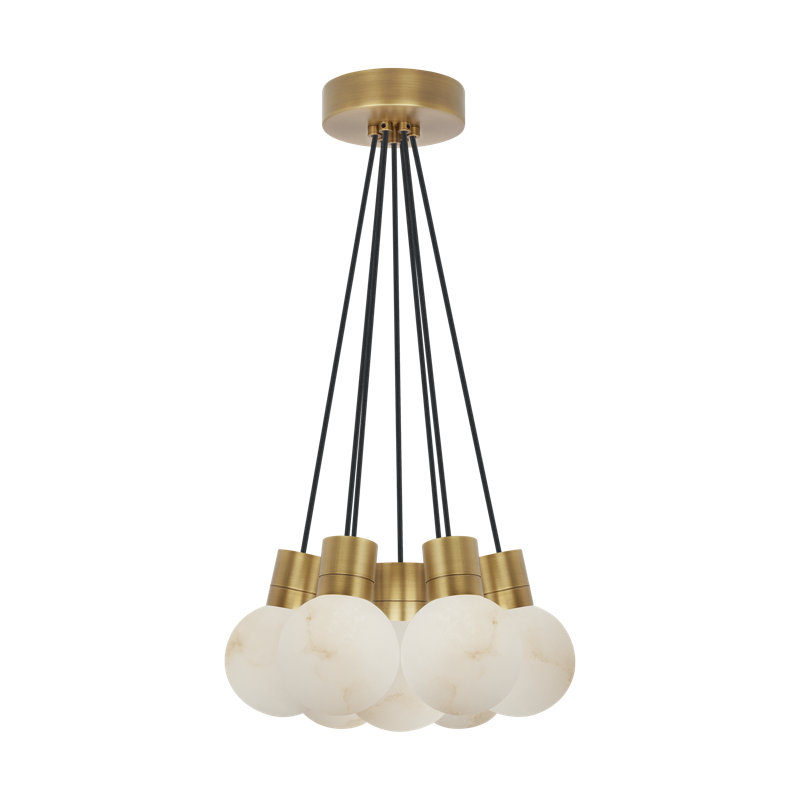 Mina LED Pendant, Hand-Rubbed Antique Brass, 152" H x 7.6" W x 14" D, 7