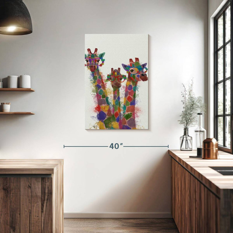 Brampt Rainbow Splash Giraffe Trio, 36" H x 24" W