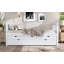 Lit plateforme simple avec tiroirs et lit gigogne, lit de jour en bois massif, sans sommier, blanc-312674624