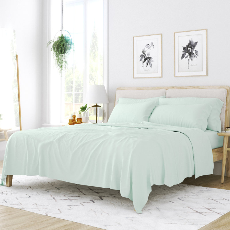 Simply Soft Brushed Microfiber Solid 6 Piece Sheet Set, Queen Sheet Set + 1 Fitted Sheet + 2 Pillowcases, Mint