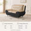 Canapé minimaliste en similicuir reconstitué avec accoudoirs rembourrés, pieds en acier inoxydable, couleur camel et noir, pour salon et appartement