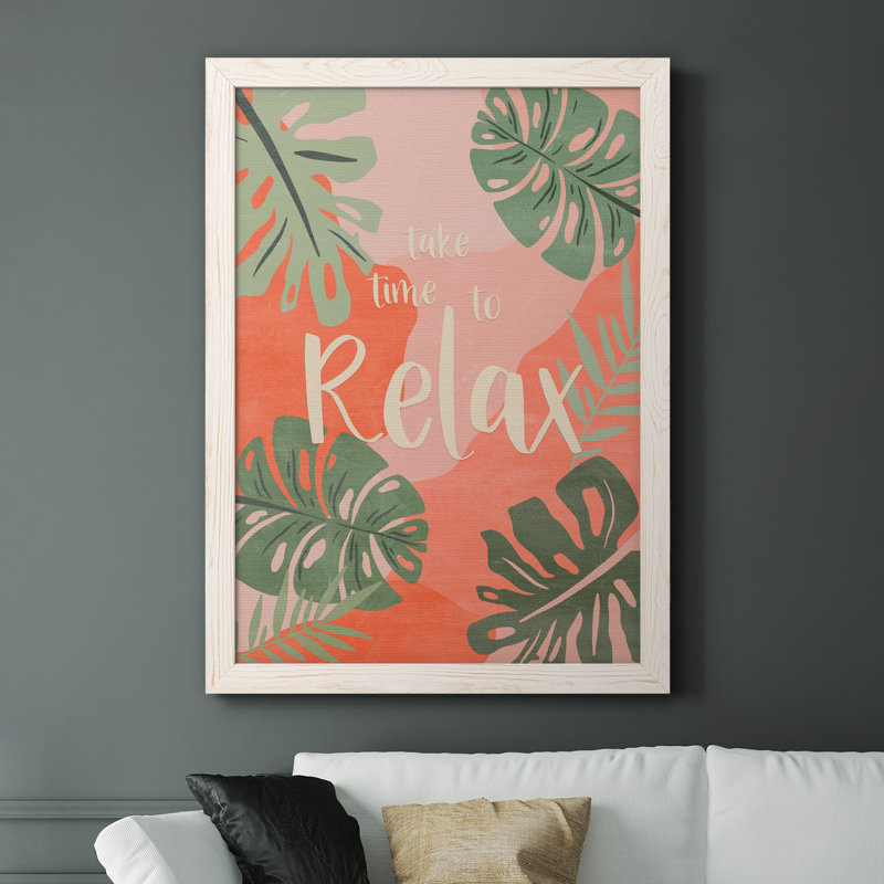 Take Time - Reproduction d'art textuel sur toile encadrée, Cadre blanc, H 44 po x l 31 po x P 1 po