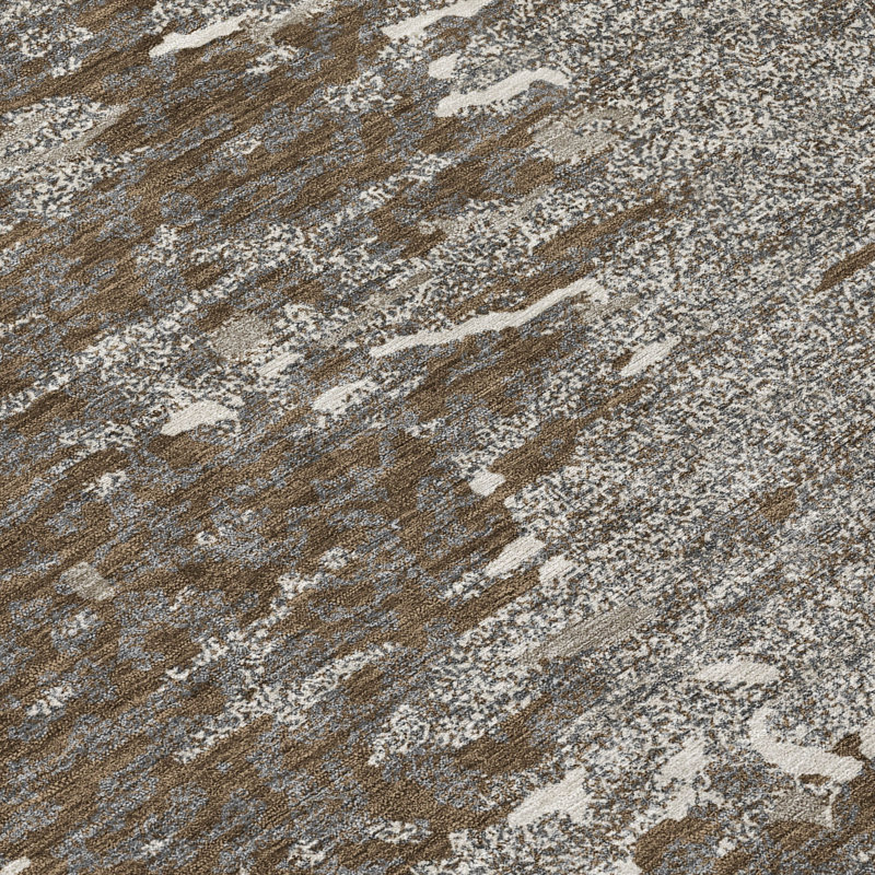 Tapis abstrait lavable à la machine intérieur / extérieur ACN2987, Chocolat, 3 pi x 5 pi