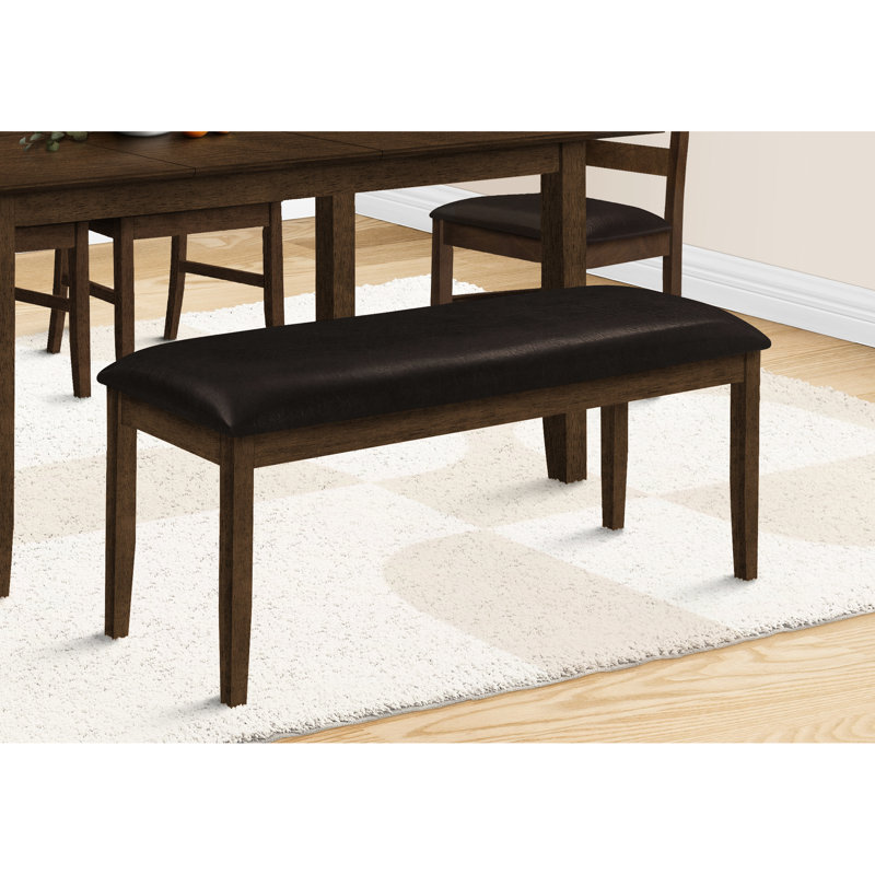 48" Rectangular Solid Wood Bench - Brown Upholstery For Dining Room And Entryway Frame Cushioned Upholstered Seat All Spaces