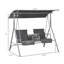 Balancelle de porche Outsunny pour 2 personnes avec support, auvent, table de rangement et porte-gobelets, coussins en polyester gris pour terrasse et jardin