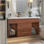 Meuble-lavabo simple de style moderne Mid-Century avec lavabo encastré intégré, offrant un rangement intelligent et un style intemporel pour votre salle de bain