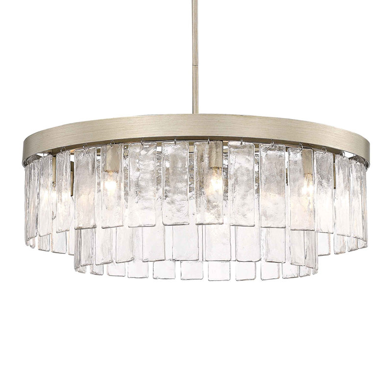 Rodrico 9 - Light Steel Dimmable Geometric Chandelier, White Gold