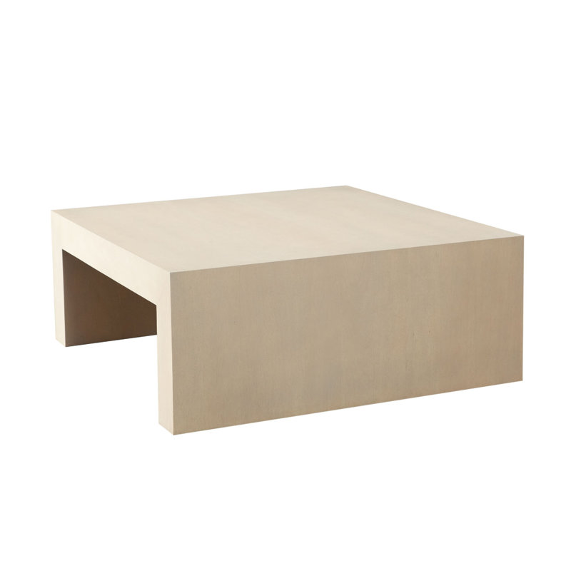Somy Modern Coffee Table, 40 Inch Square Top, Wide Panel Legs, Natural Grey