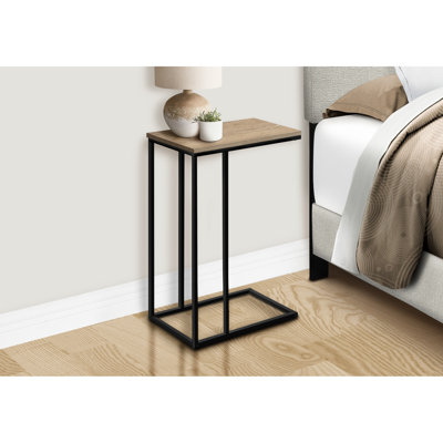 Table d'appoint avec forme - stratifié brun, cadre en métal noir avec support contemporain