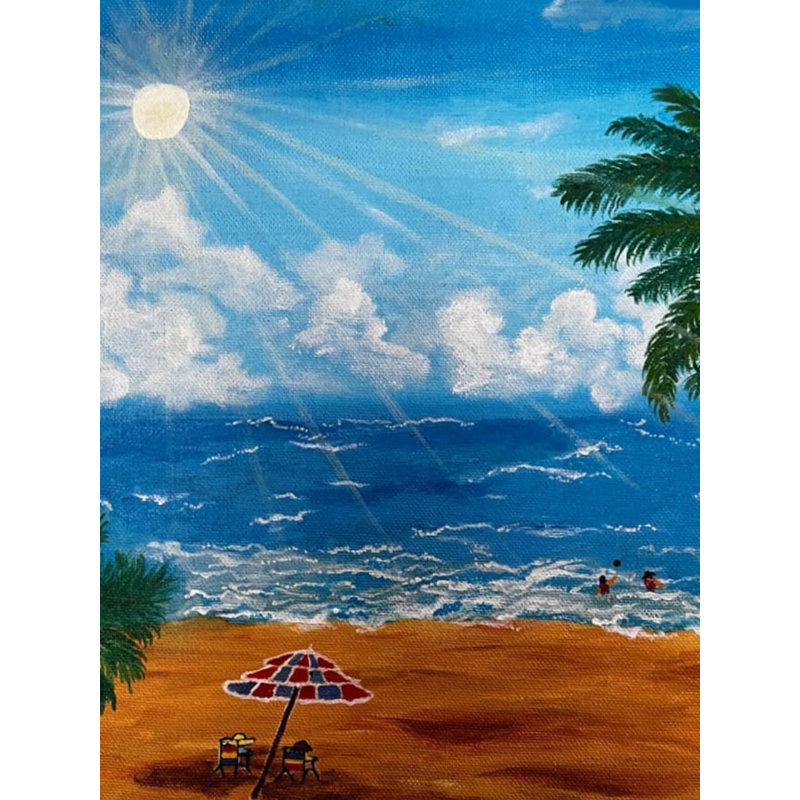 Une plage ensoleillée | Acrylique sur toile | Par Ruchi Gupta | Décoration murale