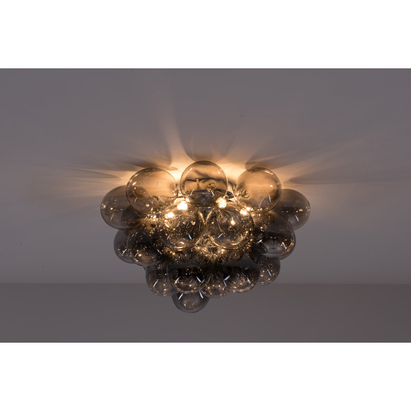 Abdurrahman Glass Semi Flush Mount, Grey