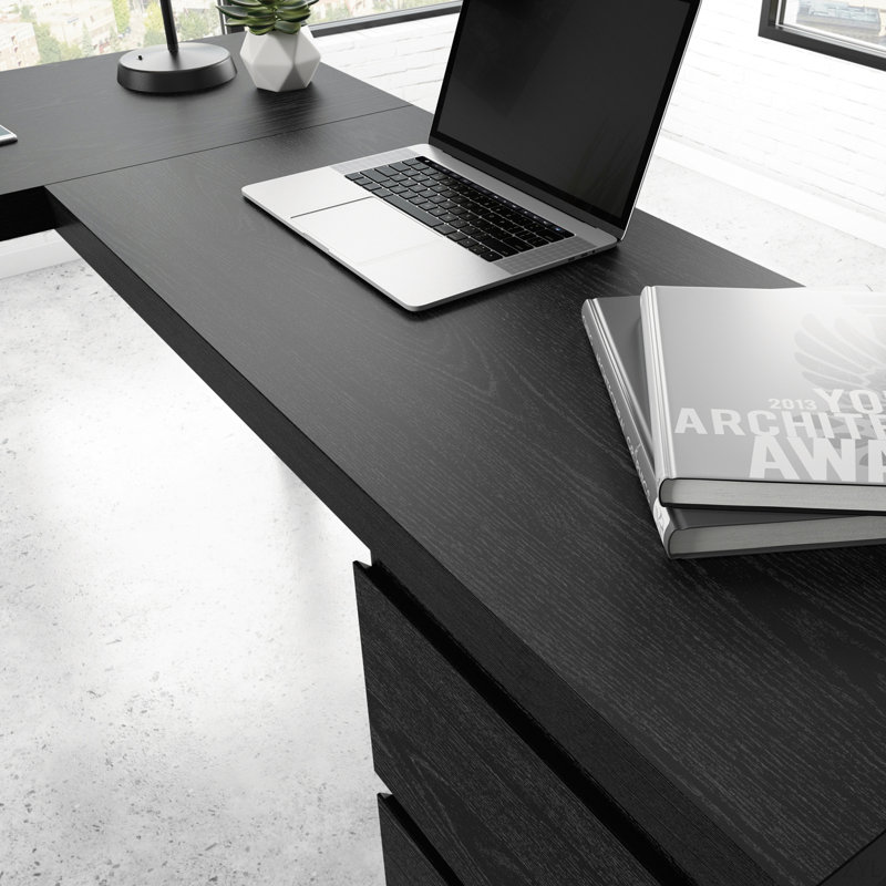 Bureau en L, finition noire