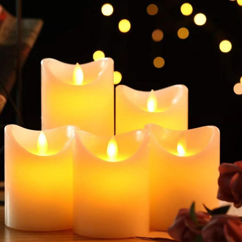 flameless Candles,LED Candles Battery Candle Height 10cm × 2, 13.5cm × 2, 16.5cm × 1; Diameter 8cm; 5PCS Latest Style Battery Candle