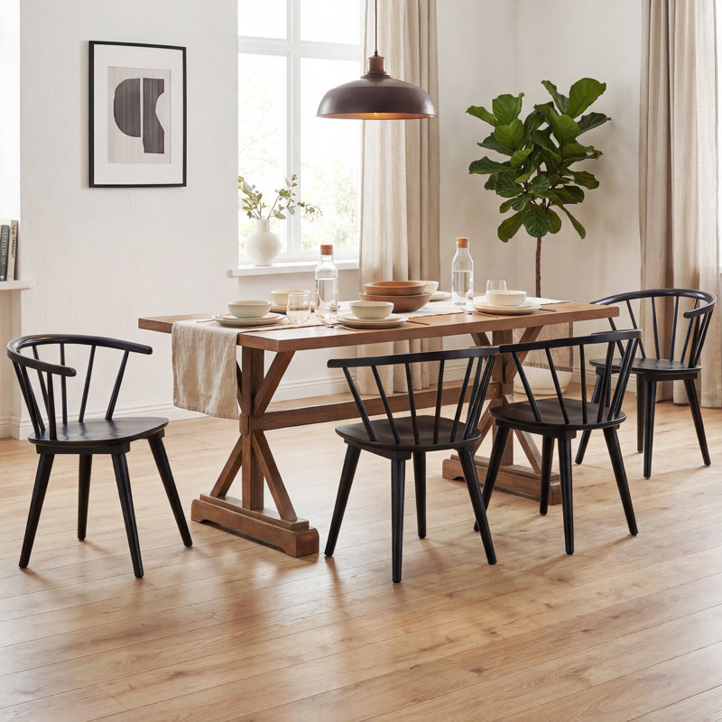 Majidah Solid Wood Arm Chair in Black