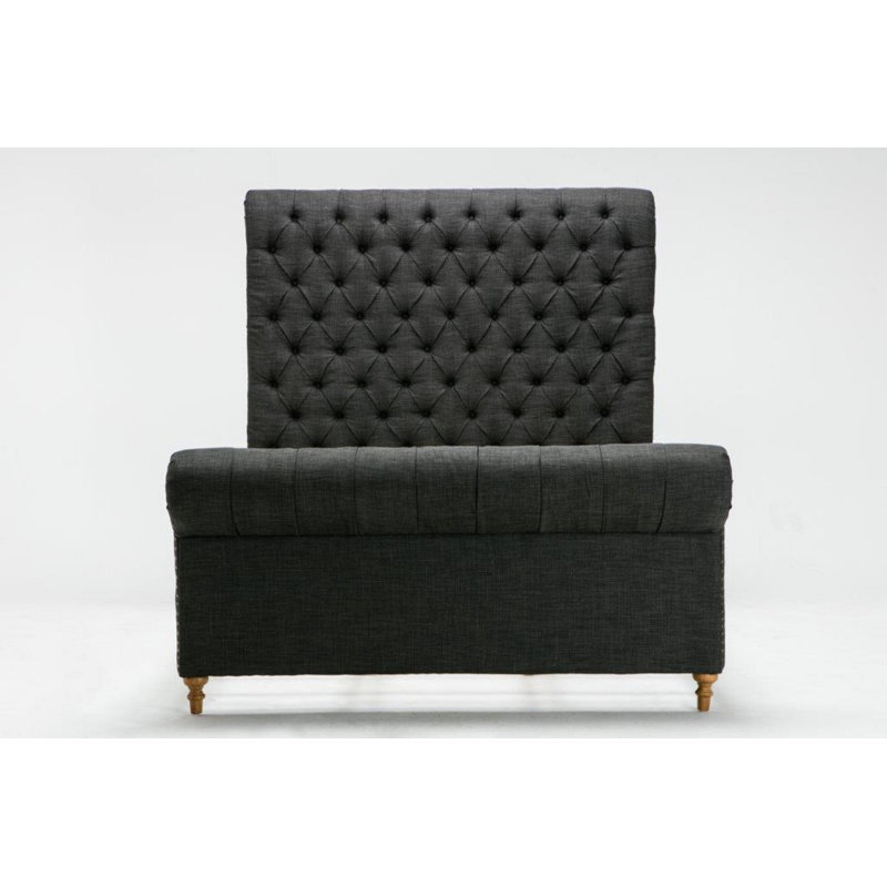 Yearsley Upholstered Slat Bed, Charcoal