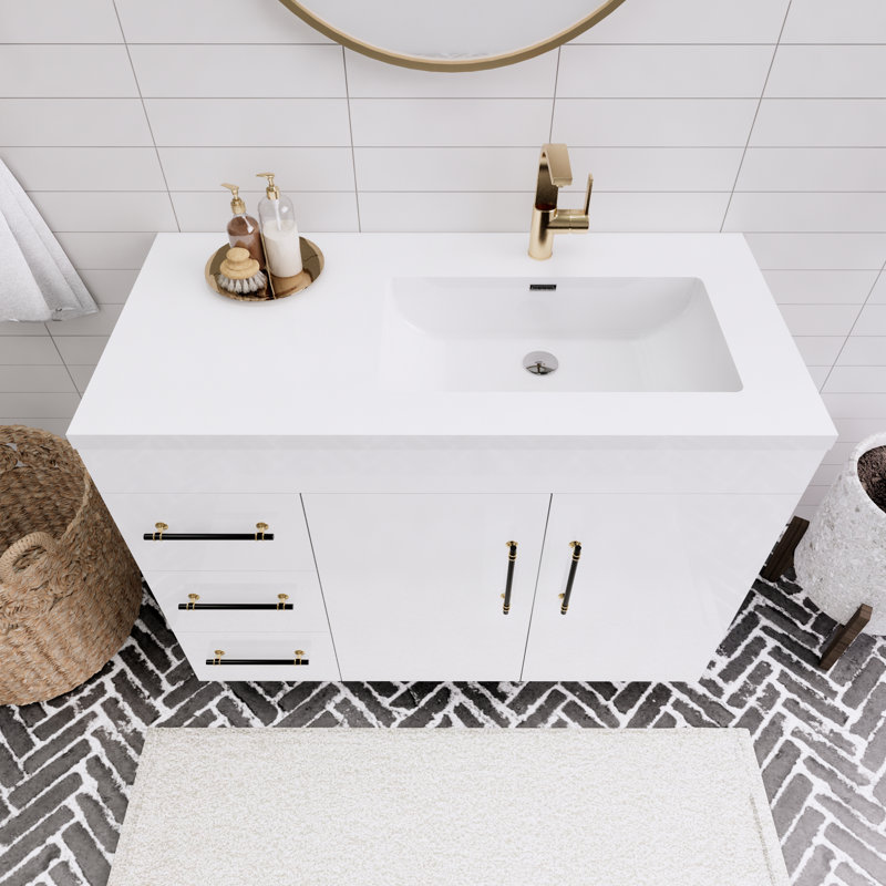 Meuble-lavabo simple l 42 po, Blanc brillant