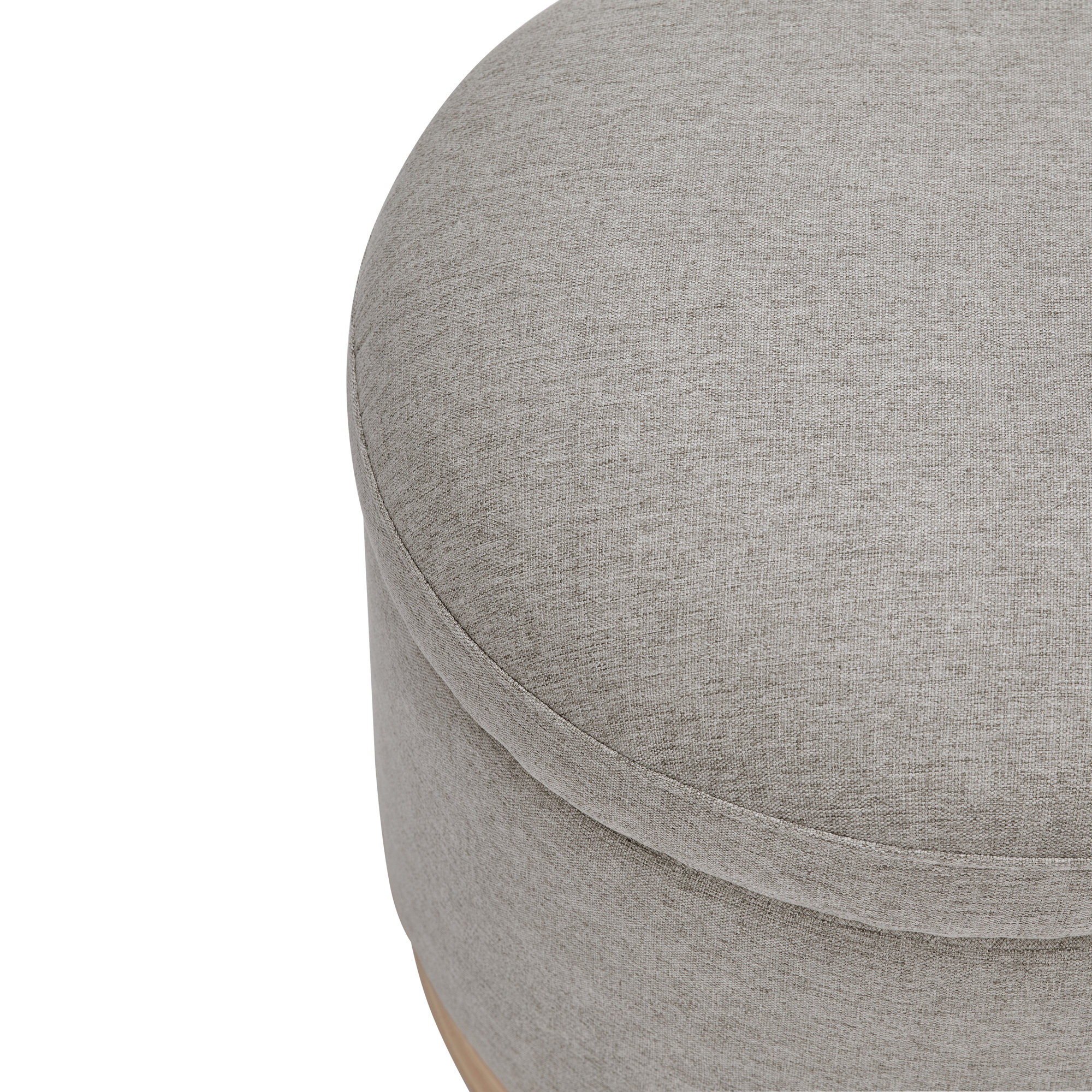 Naka 21.5" Wide Round Storage Ottoman with Storage, Light Brown, Gray Revolution Performance Fabrics