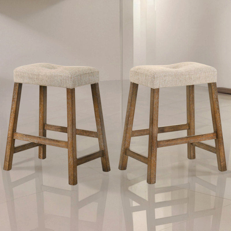 Ensemble de 2 tabourets de comptoir rustiques, tabourets de bar de ferme en bois sans dossier de 25 pouces, siège à hauteur de comptoir compact