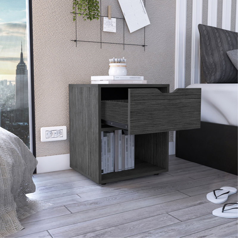 Table de bout haute 19,7 po avec tablette ouverte Aberdeeen, Gris clair