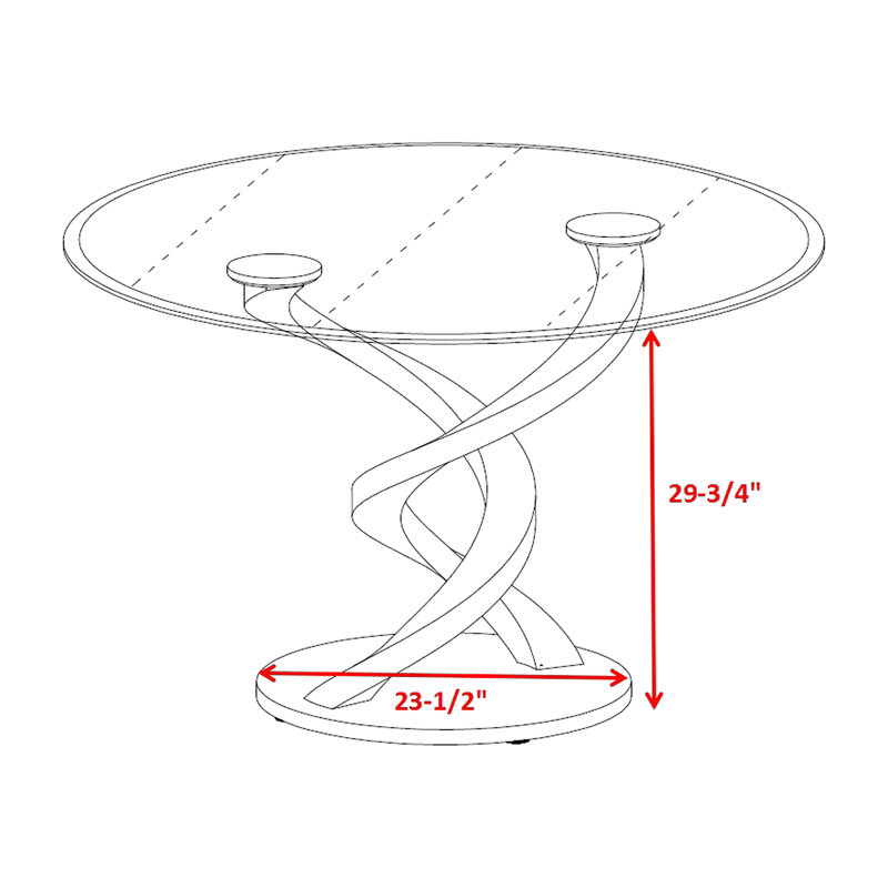 Beulah Round Glass Top Metal Base Dining Table