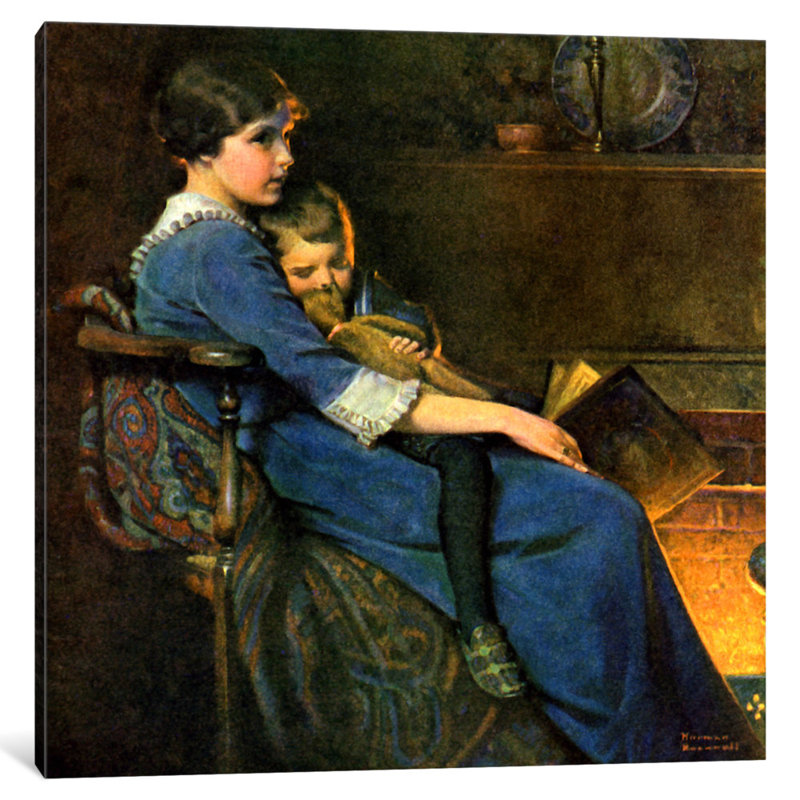 " Bedtime " by Norman Rockwell, 37" H x 37" W x 1.5" D