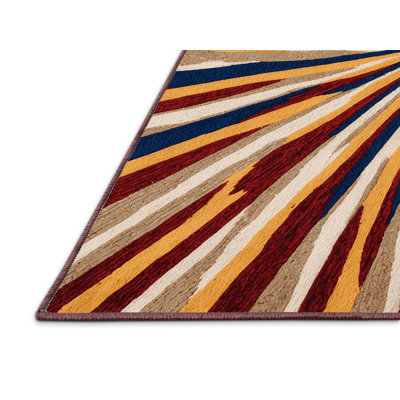 Washable Sun Rays Hawaiian Area Rug