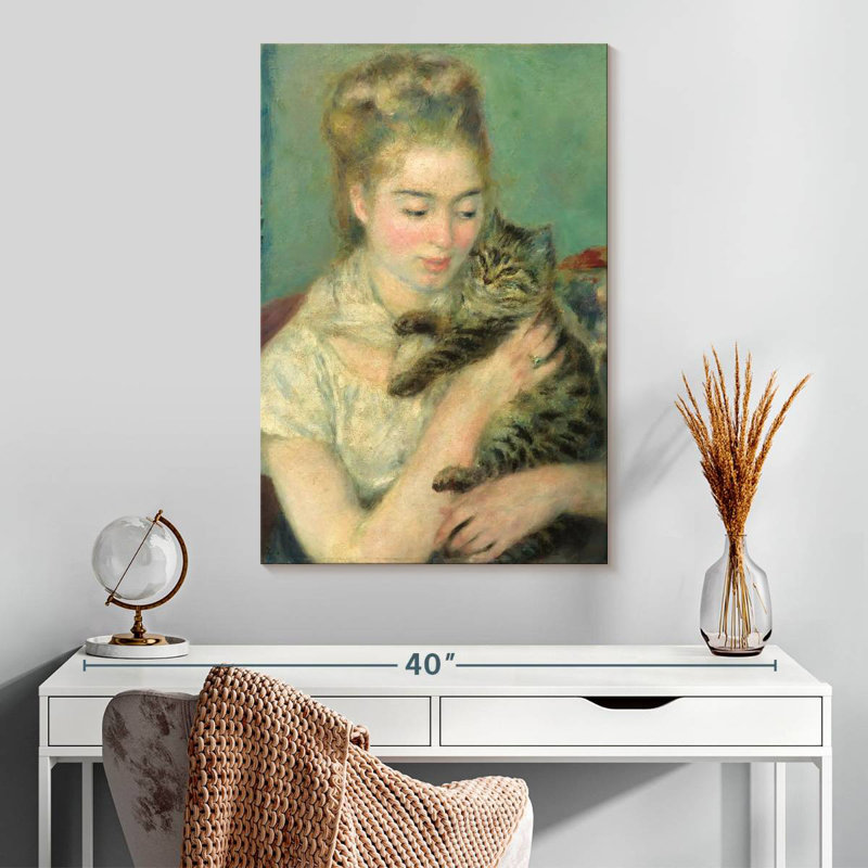 Leisha Woman With A Cat, 30" H x 20" W