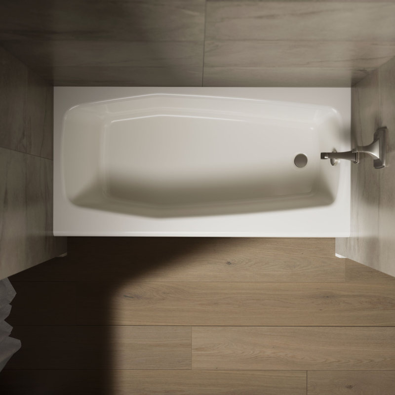 Villager 60" x 30" Alcove Soaking Cast Iron Bathtub, Biscuit, Right