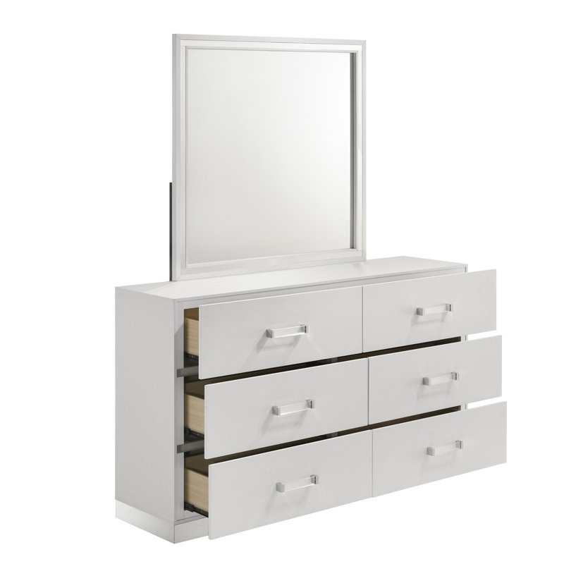 Commode horizontale en bois avec miroir Alyviah